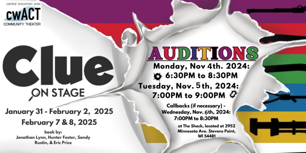 Clue Auditions November 5th @6:30pm and November 6th @7pm